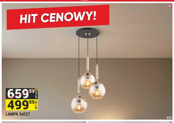 Lampa 3xE27 promocja w Merkury Market