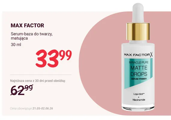 Serum-baza do twarzy matująca MAX FACTOR promocja w Rossmann