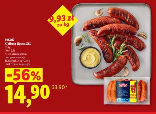 Kiełbasa śląska Pikok XXL promocja w Lidl