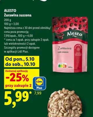 Żurawina suszona Alesto promocja w Lidl