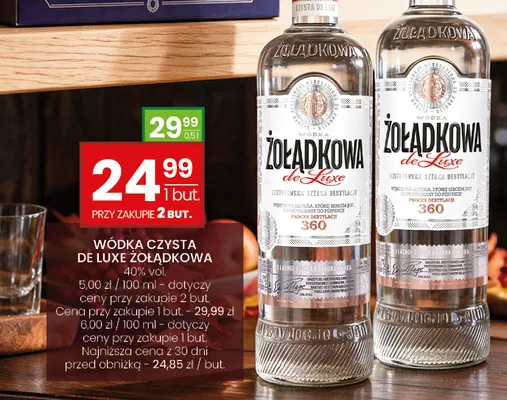 Wódka czysta de Luxe Żołądkowa promocja w Twój Market