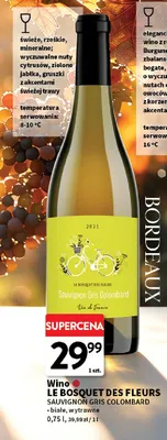 Wino białe Le Bosquet Des Fleurs Sauvignon Gris Colombard wytrawne promocja w Intermarche
