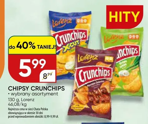 Chipsy Crunchips wybrany asortyment promocja w Chata Polska