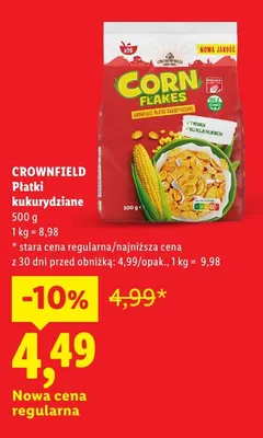 Płatki kukurydziane Crownfield promocja w Lidl