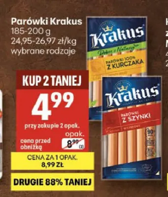 Parówki Krakus z kurczaka promocja w Delikatesy Centrum