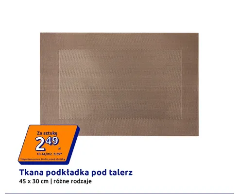 Tkana podkładka pod talerz 45x30 cm promocja w Action