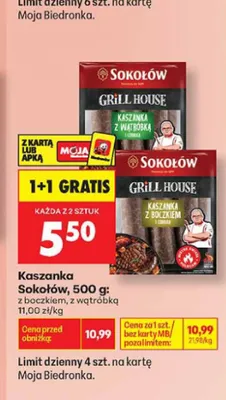 Kaszanka z boczkiem Sokołów Grill House promocja w Biedronka