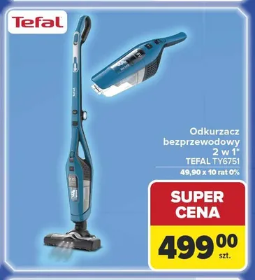 Odkurzacz bezprzewodowy 2 w 1 TEFAL TY6751 promocja w Carrefour