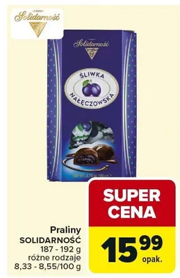 Praliny SOLIDARNOŚĆ śliwka nałęczowska promocja w Carrefour Market