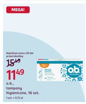 Tampony higieniczne o.b., 16 szt. promocja w Rossmann