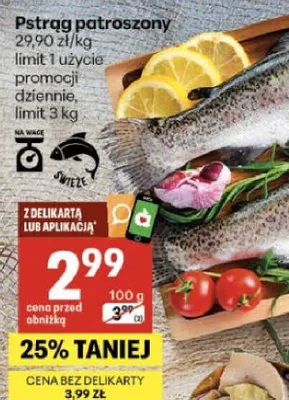 Pstrąg patroszony promocja w Delikatesy Centrum