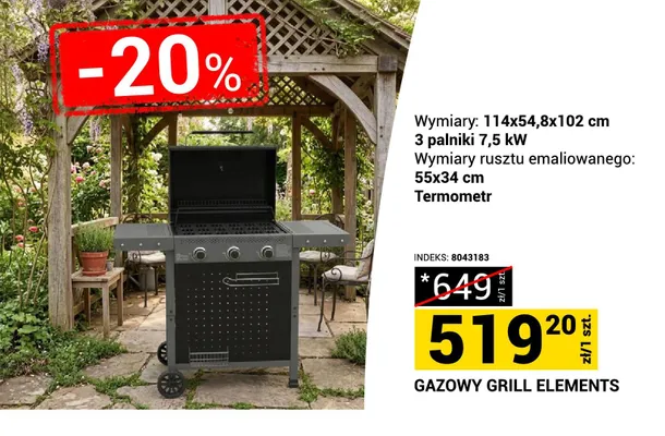 Gazowy grill Elements promocja w Merkury Market