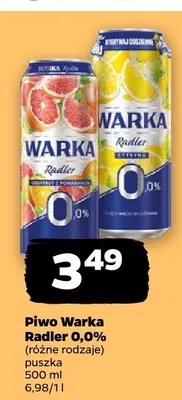 Piwo Warka Radler 0,0% promocja w Netto