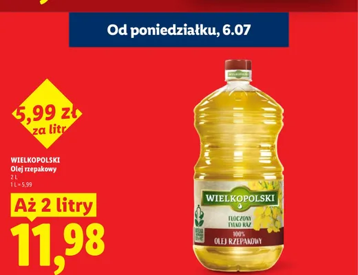 Olej rzepakowy Wielkopolski promocja w Lidl