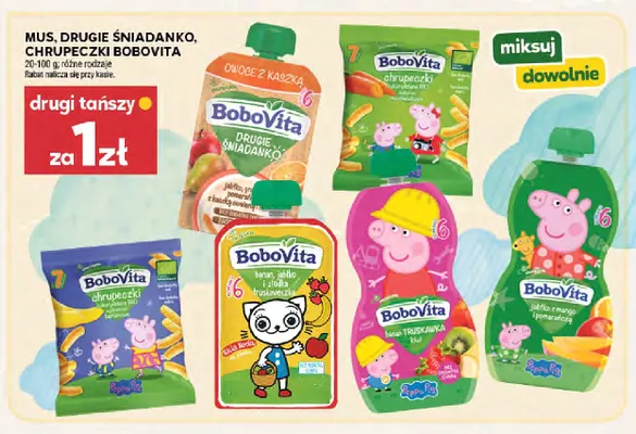 Mus, drugie śniadanko, chrupeczki BoboVita promocja w Stokrotka