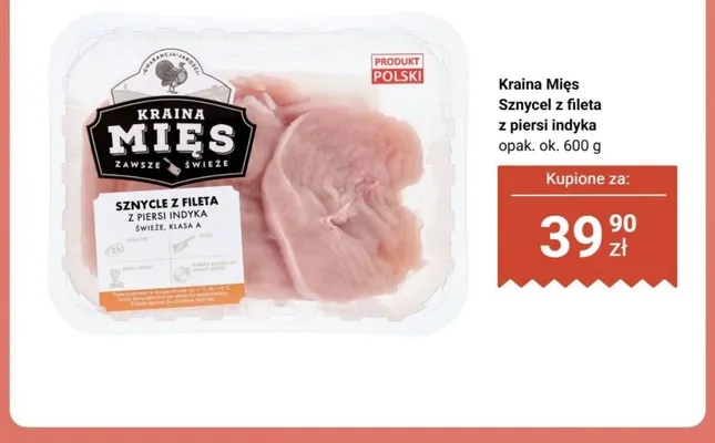Sznycel z fileta z piersi indyka Kraina Mięs promocja w Biedronka