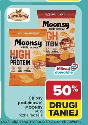 Chipsy proteinowe z soczewicy Moonsy Cheddar promocja w Carrefour