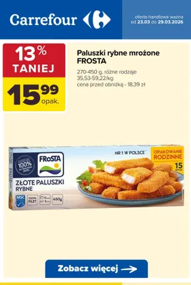 Paluszki rybne mrożone różne rodzaje promocja w Carrefour