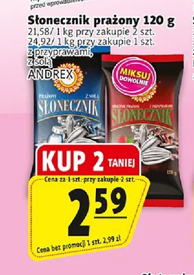 Słonecznik prażony z solą Andrex promocja w Prim Market