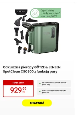 Odkurzacz piorący Götze & Jensen SpotClean CSC600 z funkcją pary promocja w Media Expert