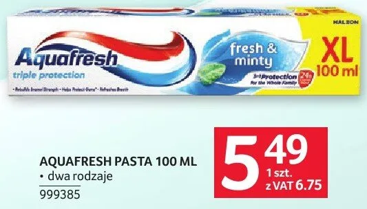 Pasta do zębów Aquafresh Fresh & Minty XL promocja w Selgros