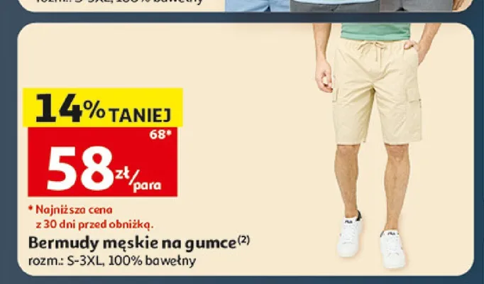Bermudy męskie na gumce Inextenso promocja w Auchan