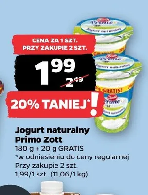 Jogurt naturalny Primo Zott promocja w Netto