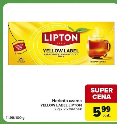 Herbata czarna Lipton Yellow Label promocja w Carrefour Express
