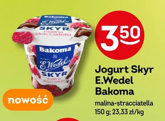 Jogurt Skyr Bakoma E.Wedel malina-stracciatella promocja w Żabka