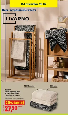 Ręcznik kąpielowy solid 30 x 50 cm promocja w Lidl