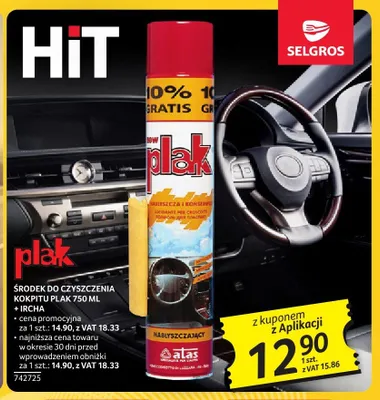 Środek do czyszczenia kokpitu PLAK 750ml + ircha promocja w Selgros