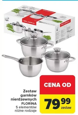 Zestaw garnków nierdzewnych 5 elementów różne rodzaje promocja w Carrefour