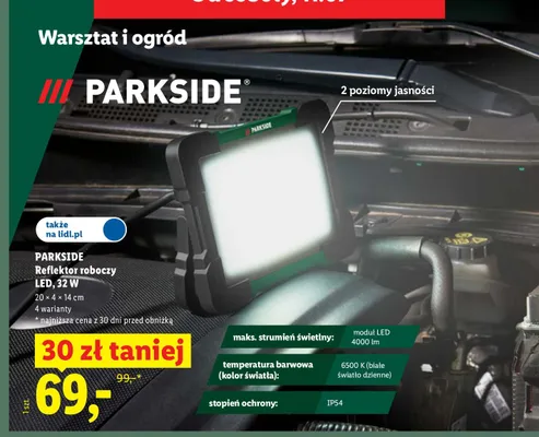 Reflektor roboczy LED Parkside promocja w Lidl