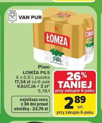 Piwo Łomża Pils 6-pak 500 ml promocja w Carrefour