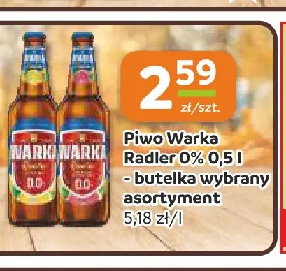 Piwo bezalkoholowe Warka Radler promocja w Społem Częstochowa