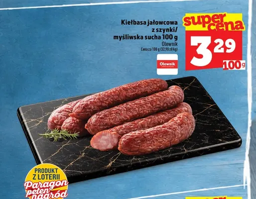 Kiełbasa jałowcowa z szynki Olewnik promocja w TOPAZ