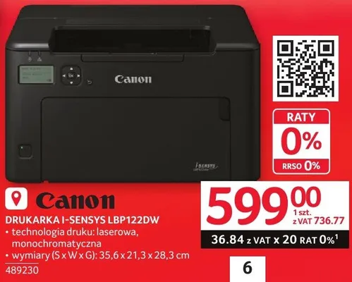 Drukarka i sensys LBP122DW Canon promocja w Selgros