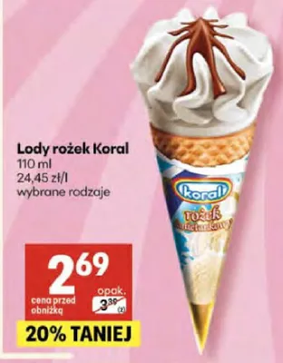 Lody rożek Koral promocja w Delikatesy Centrum