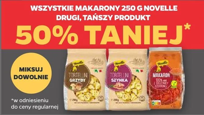 Makaron Novelle tortellini grzyby promocja w Netto