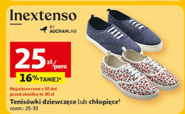 Tenisówki dziewczęce lub chłopięce promocja w Auchan