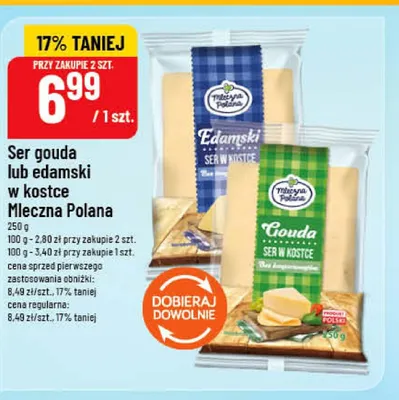 Ser gouda w kostce Mleczna Polana promocja w POLOmarket