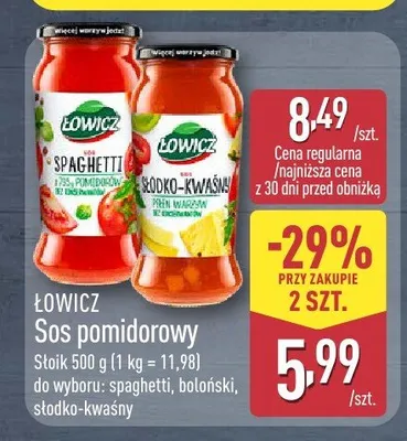 Sos pomidorowy spaghetti Łowicz promocja w Aldi