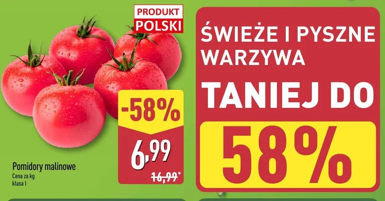Pomidory malinowe polskie klasa I promocja w Aldi