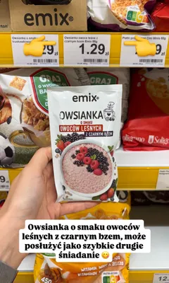 Owsianka o smaku owoców leśnych z czarnym bzem Emix promocja w Dino