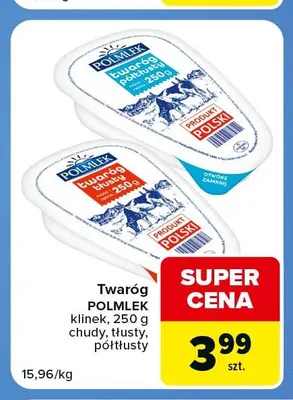 Twaróg klinek tłusty Polmlek promocja w Carrefour Express