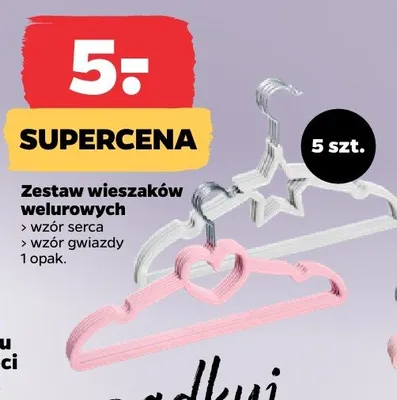 Zestaw wieszaków welurowych promocja w Netto