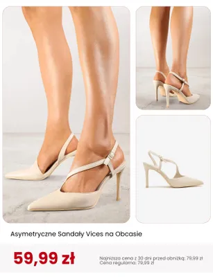 Sandały damskie asymetryczne na obcasie Vices promocja w Renee