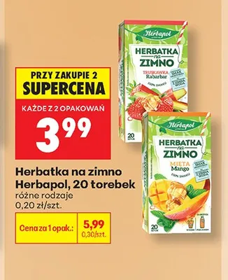 Herbatka na zimno Herbapol Truskawka Rabarbar promocja w Biedronka