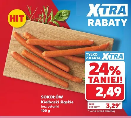 Kiełbaski śląskie bez osłonki Sokołów promocja w Kaufland