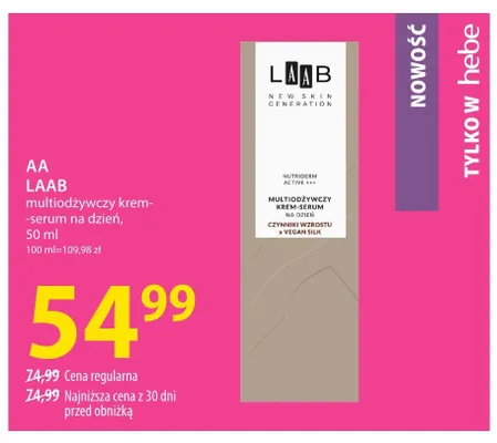 Krem-serum do twarzy AA LAAB multiodżywczy na dzień promocja w Hebe